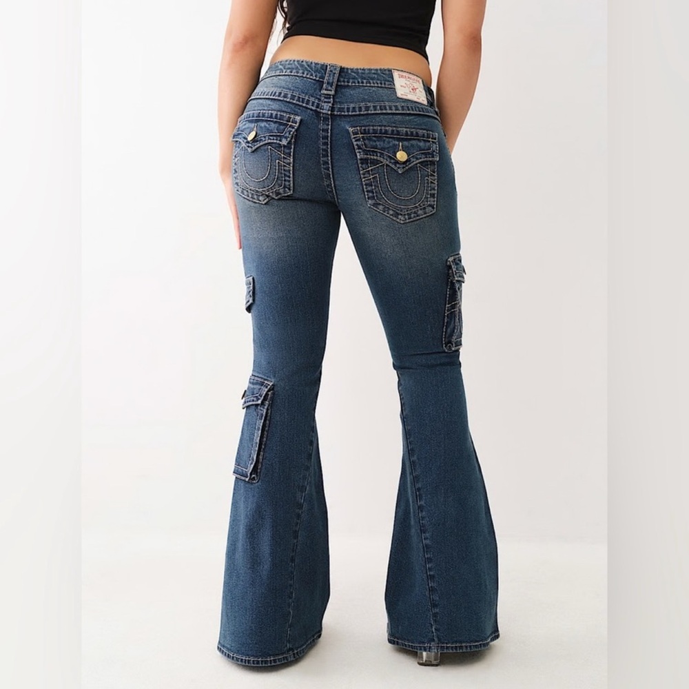NWOT True Religion Cargo Flare Jeans